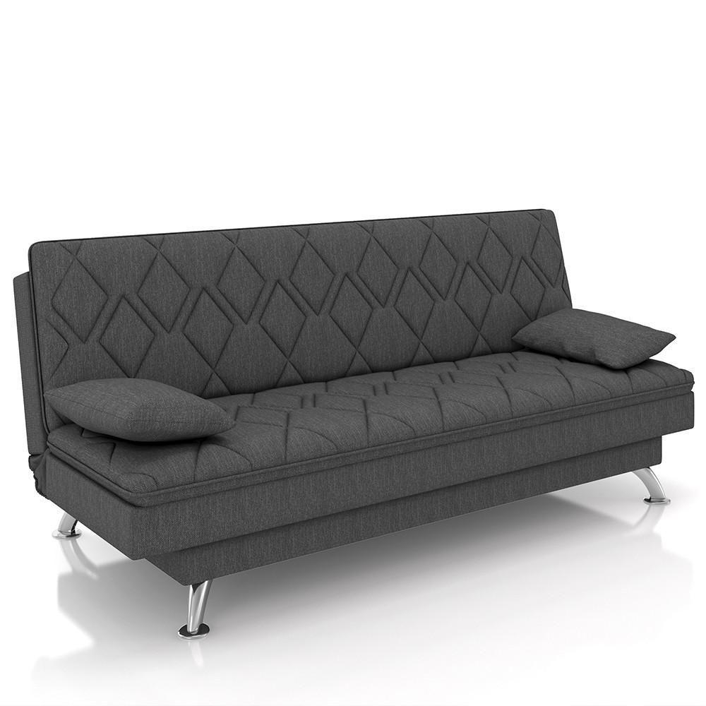 Sofá Cama Para Sala De Estar Quarto 193cm Bela M22 Linho Grafite - Mpozenato - 1