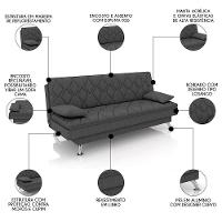 Sofá Cama Para Sala De Estar Quarto 193cm Bela M22 Linho Grafite - Mpozenato - 3