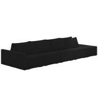 Sofá Ilha Modular Com Puff Para Sala Living 432cm Georgia K04 Veludo Preto - Mpozenato - 1