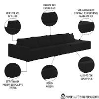 Sofá Ilha Modular Com Puff Para Sala Living 432cm Georgia K04 Veludo Preto - Mpozenato - 3