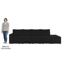 Sofá Ilha Modular Com Puff Para Sala Living 432cm Georgia K04 Veludo Preto - Mpozenato - 5