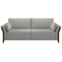 Kit Sofá Living 3 Lugares E Poltrona 102cm Pés Madeira Roya M22 Linho Cinza - Mpozenato