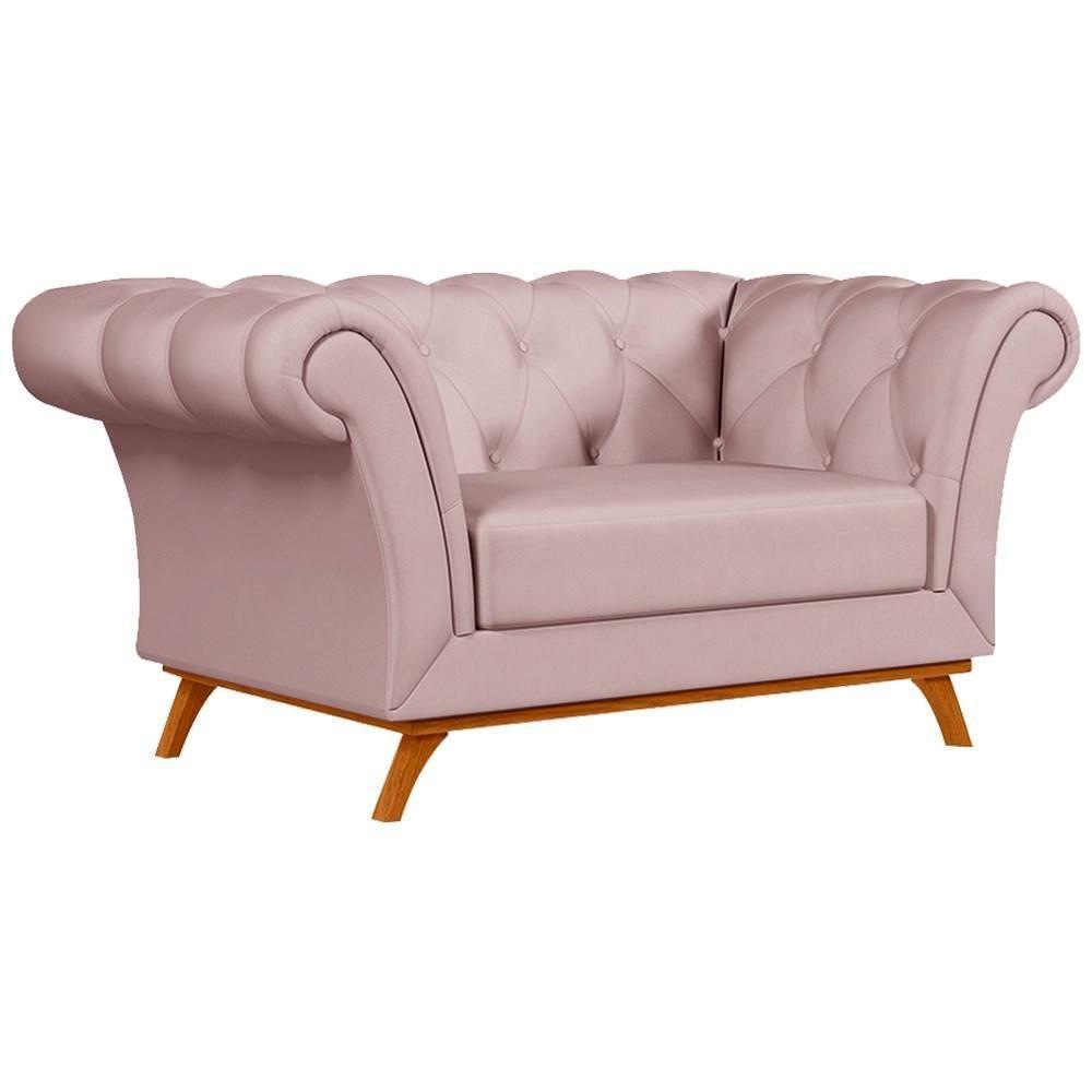 Sofá 150cm 2 Lugares Base Madeira Império C-305 Veludo Rosê - Domi - 1