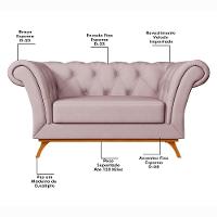 Sofá 150cm 2 Lugares Base Madeira Império C-305 Veludo Rosê - Domi - 3