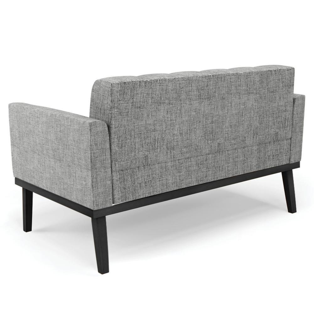 Sofá Namoradeira E 1 Poltrona Base Madeira Preto Ana Linho Grafite - Ibiza - 9