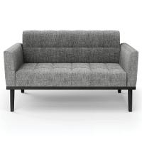 Sofá Namoradeira E 1 Poltrona Base Madeira Preto Ana Linho Grafite - Ibiza - 8