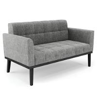 Sofá Namoradeira E 1 Poltrona Base Madeira Preto Ana Linho Grafite - Ibiza - 10