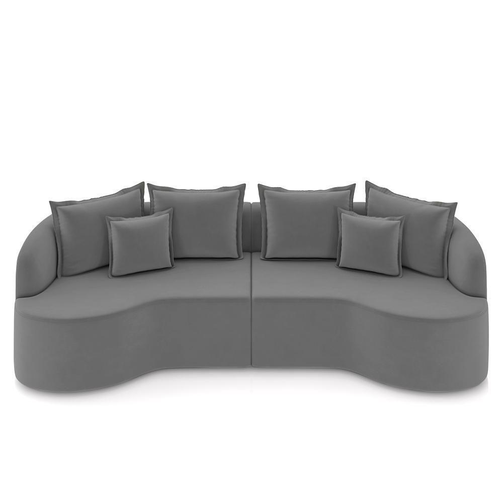 Sofá 4 Lugares 290cm Orgânico Quito K04 Veludo Cinza - Mpozenato - 5
