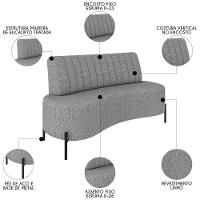 Sofá 2 Lugares 135cm Pés Aço Preto Tamar K04 Linho Cinza - Mpozenato - 3