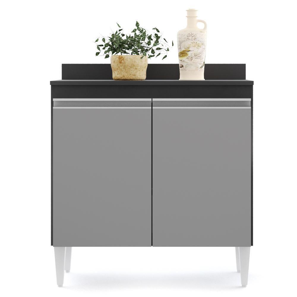 Armário De Cozinha Modulado De Canto 7 Peças Cp19 Balcão Sem Tampo Preto/cinza - Lumil - 10