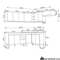 Armário De Cozinha Modulado De Canto 7 Peças Cp19 Balcão Sem Tampo Preto/cinza - Lumil