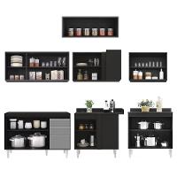 Armário De Cozinha Modulado De Canto 7 Peças Cp19 Balcão Sem Tampo Preto/cinza - Lumil - 6