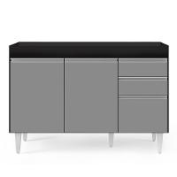 Armário De Cozinha Modulado De Canto 7 Peças Cp19 Balcão Sem Tampo Preto/cinza - Lumil - 7