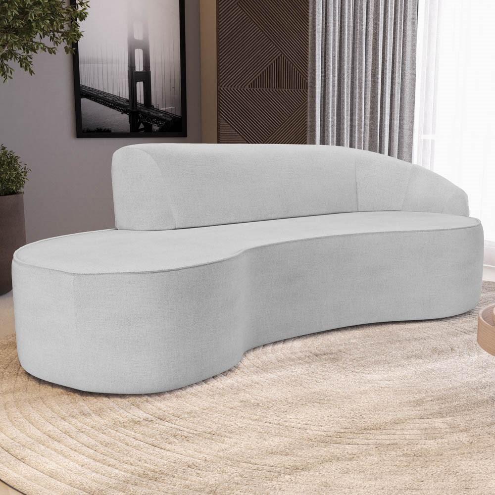 Sofá Living 3 Lugares 210cm Braço Direito Mozart D06 Linho Cinza - Mpozenato - 2