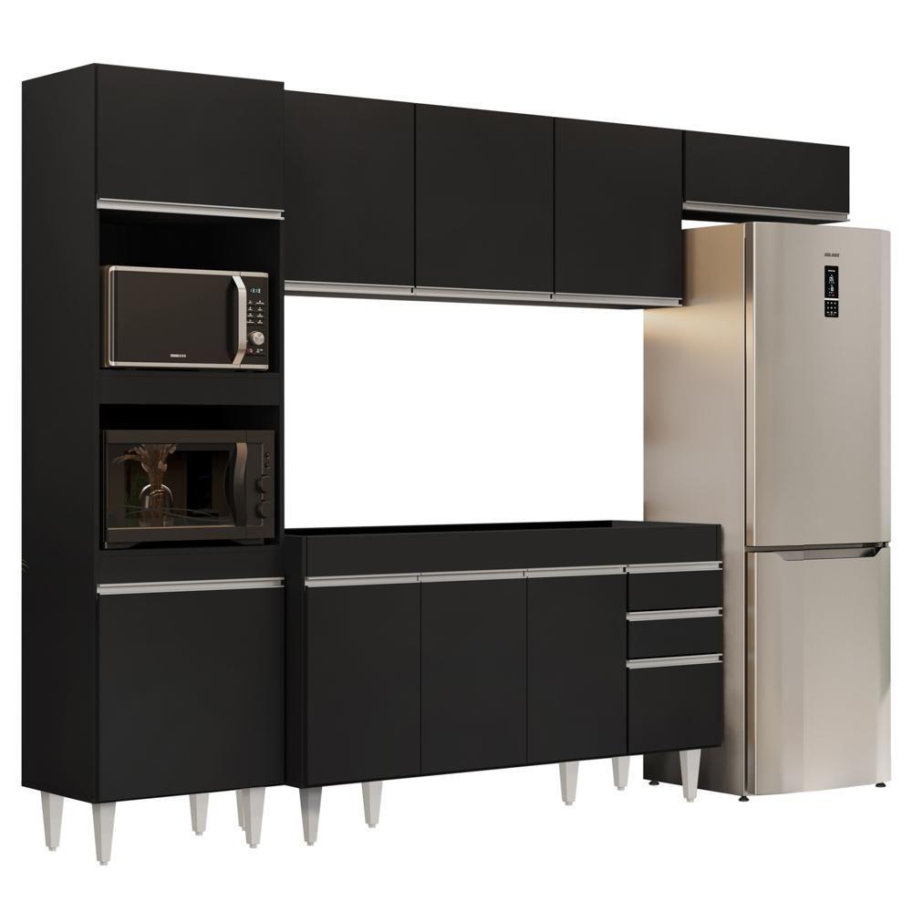 Armário De Cozinha Modulada 4 Peças Cp10 Balcão Preto - Lumil - 1
