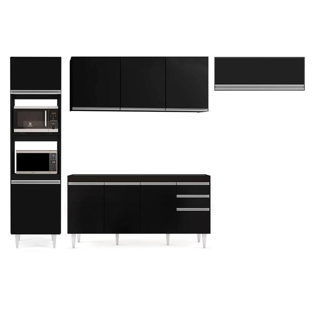 Armário De Cozinha Modulada 4 Peças Cp10 Balcão Preto - Lumil - 6