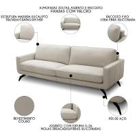 Sofá 4 Lugares Para Sala Living 270cm Vults L08 Couro Off - Mpozenato - 3