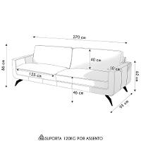 Sofá 4 Lugares Para Sala Living 270cm Vults L08 Couro Off - Mpozenato