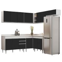Armário De Cozinha Modulado De Canto 7 Peças Cp20 Balcão Com Tampo Branco/preto - Lumil - 1