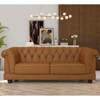 Sofá 3 Lugares Sala De Estar 220cm Otto M22 Sintético Marrom - Mpozenato - 3