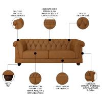 Sofá 3 Lugares Sala De Estar 220cm Otto M22 Sintético Marrom - Mpozenato