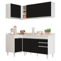 Armário De Cozinha Modulado De Canto Direito 4 Peças Cp38 Balcão Com Tampo Branco/preto - Lumil - 1