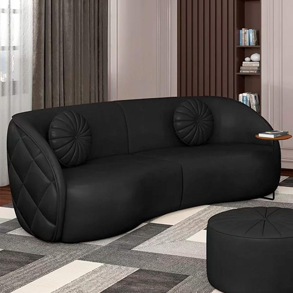 Sofá Decorativo Com Almofadas 3 Lugares 288cm Tressê Zion M22 Sintético Preto - Mpozenato - 2