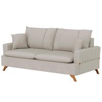 Sofá 180cm 3 Lugares Com Almofadas Pés Curvos Veras Suede D05 Bege Claro - Mpozenato - 1