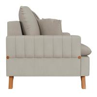 Sofá 180cm 3 Lugares Com Almofadas Pés Curvos Veras Suede D05 Bege Claro - Mpozenato - 6