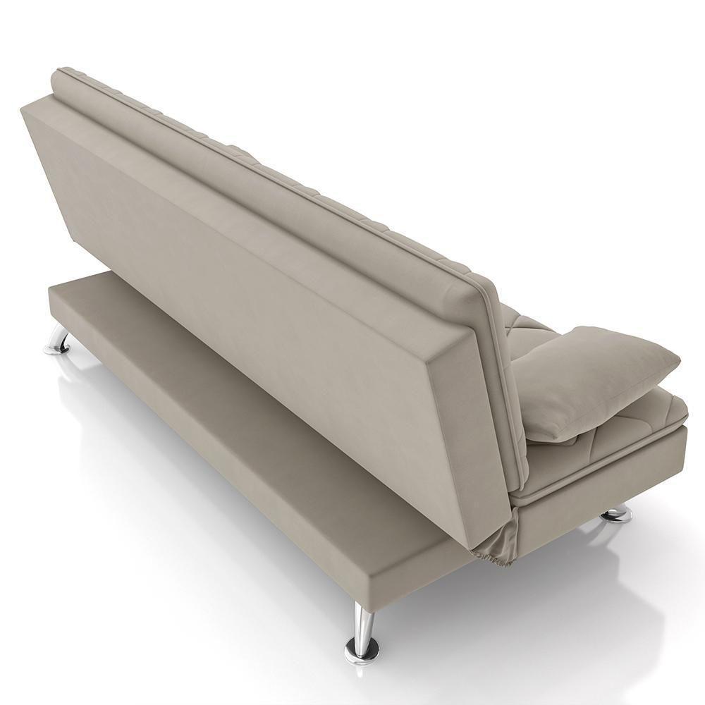 Sofá Cama Para Sala De Estar Quarto 193cm Bela M22 Suede Bege - Mpozenato - 6