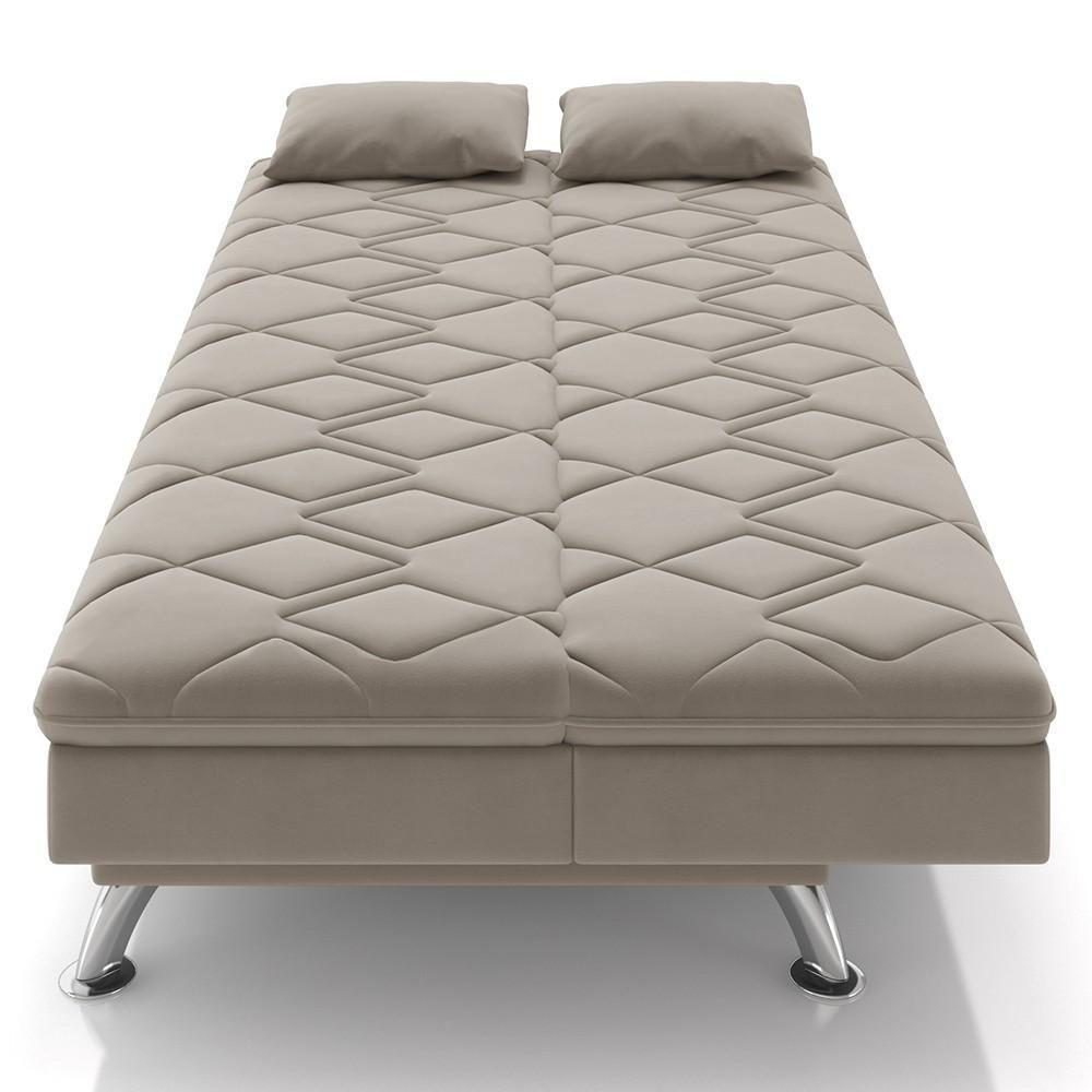 Sofá Cama Para Sala De Estar Quarto 193cm Bela M22 Suede Bege - Mpozenato - 7