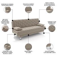 Sofá Cama Para Sala De Estar Quarto 193cm Bela M22 Suede Bege - Mpozenato - 3