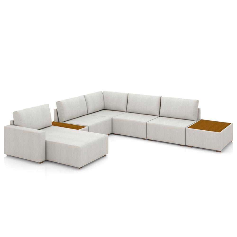 Sofá De Canto Chaise 5 Lugares 347cm Bristol M22 Linho Cru - Mpozenato - 1