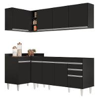 Armário De Cozinha Modulado De Canto Direito 4 Peças Cp40 Balcão Sem Tampo Preto - Lumil - 1