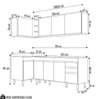 Armário De Cozinha Modulado De Canto Direito 4 Peças Cp40 Balcão Sem Tampo Preto - Lumil - 5