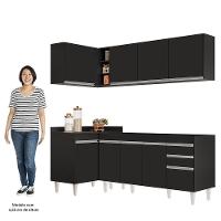 Armário De Cozinha Modulado De Canto Direito 4 Peças Cp40 Balcão Sem Tampo Preto - Lumil - 6