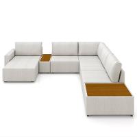 Sofá De Canto Chaise 5 Lugares 291cm Bristol M22 Linho Cru - Mpozenato - 5