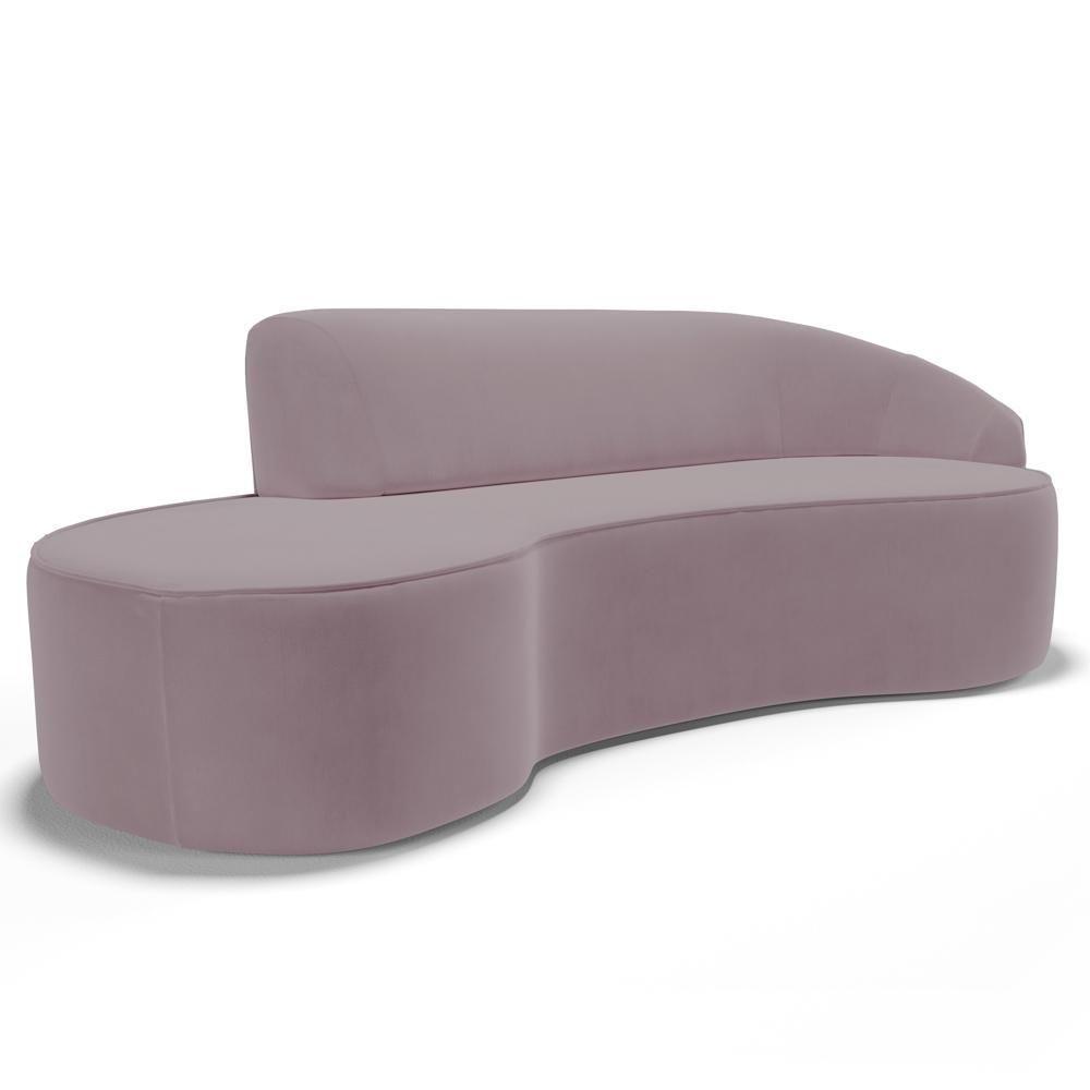 Sofá Living 3 Lugares 210cm Braço Direito Mozart D06 Veludo Rosê - Mpozenato - 1