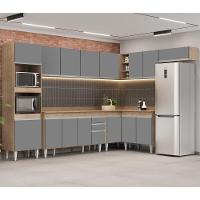 Armário De Cozinha Modulada De Canto 8 Peças Cp08 Balcão Com Tampo Castanho/cinza - Lumil - 2