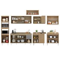 Armário De Cozinha Modulada De Canto 8 Peças Cp08 Balcão Com Tampo Castanho/cinza - Lumil - 5