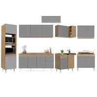 Armário De Cozinha Modulada De Canto 8 Peças Cp08 Balcão Com Tampo Castanho/cinza - Lumil - 6