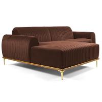 Sofá 350cm 6 Lugares Com Chaise Esquerdo Pés Gold Molino C-276 Veludo Terra - Domi - 1