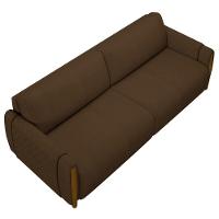 Sofá 3 Lugares 223cm Pés Madeira Amaranto M22 Veludo Marrom - Mpozenato - 6