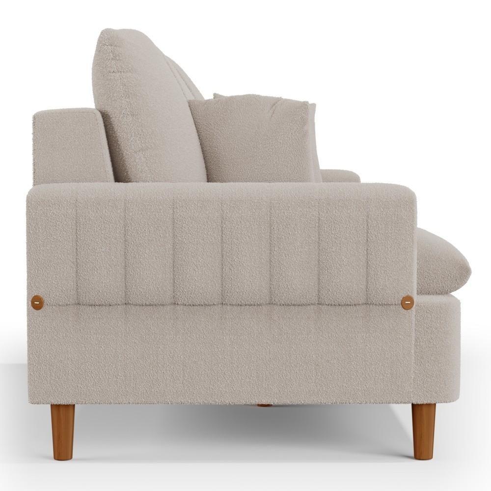 Sofá Living 3 Lugares 180cm Com Almofadas Veras D05 Boucle Bege - Mpozenato - 2