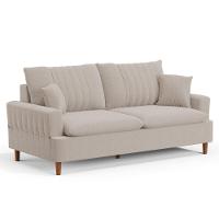 Sofá Living 3 Lugares 180cm Com Almofadas Veras D05 Boucle Bege - Mpozenato - 1