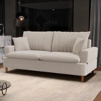 Sofá Living 3 Lugares 180cm Com Almofadas Veras D05 Boucle Bege - Mpozenato - 5
