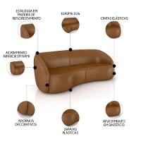 Sofá 3 Lugares Orgânico 288cm E Poltrona Zion M22 Sintético Caramelo - Mpozenato - 3