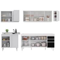 Armário De Cozinha Modulado De Canto Direito 5 Peças Cp43 Balcão Sem Tampo Branco/preto - Lumil - 6