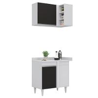 Armário De Cozinha Modulado De Canto Direito 5 Peças Cp43 Balcão Sem Tampo Branco/preto - Lumil - 10