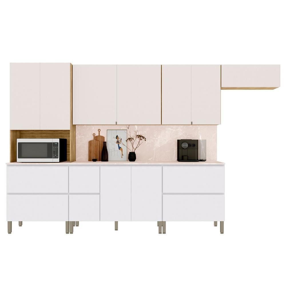 Armário De Cozinha Cp04 Com Tampo 120cm Minsk K02 Branco/soft - Mpozenato - 1